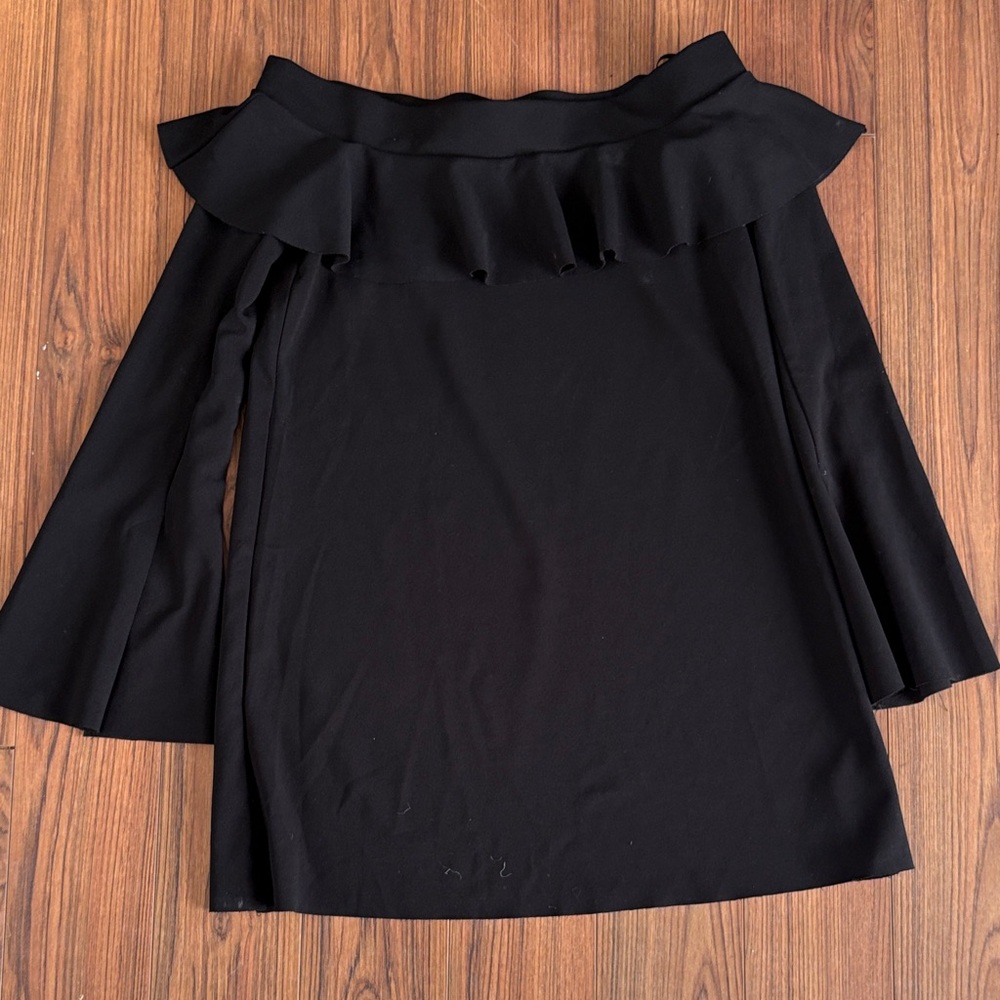 Zara Black Ruffle Off-Shoulder Mini Skirt